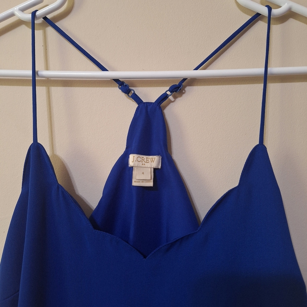J.Crew Scalloped Racerback Cami Tank Top Royal Blue Size 4 S - Picture 6 of 10